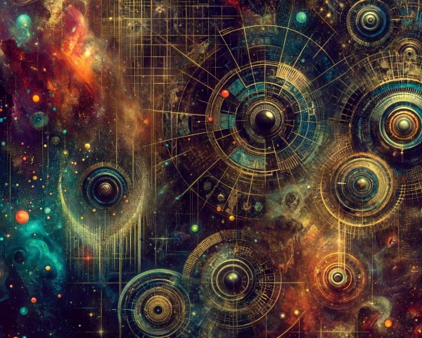 Abstract Cosmic Landscape with Vibrant Colors and Patterns