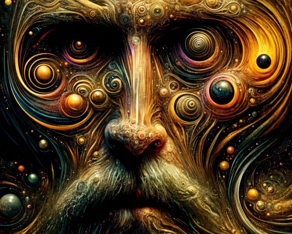 Cosmic Face with Vibrant Colors and Celestial Elements