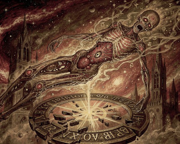 Digital Illustration of a Half Flesh, Half Bone Creature