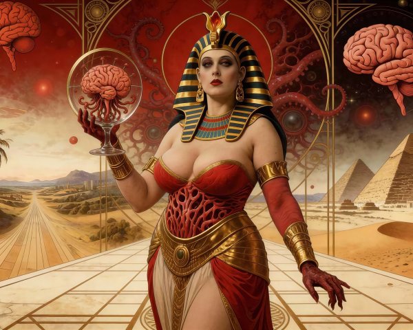 Fantasy-Sci-Fi Illustration of an Egyptian Queen Figure