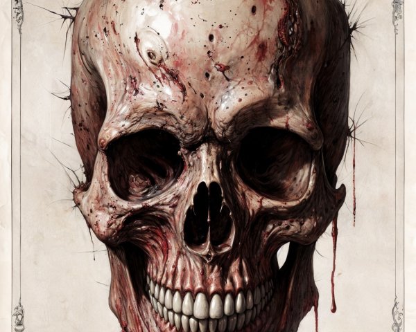 Intricate Skull Design with Macabre Aesthetic Details