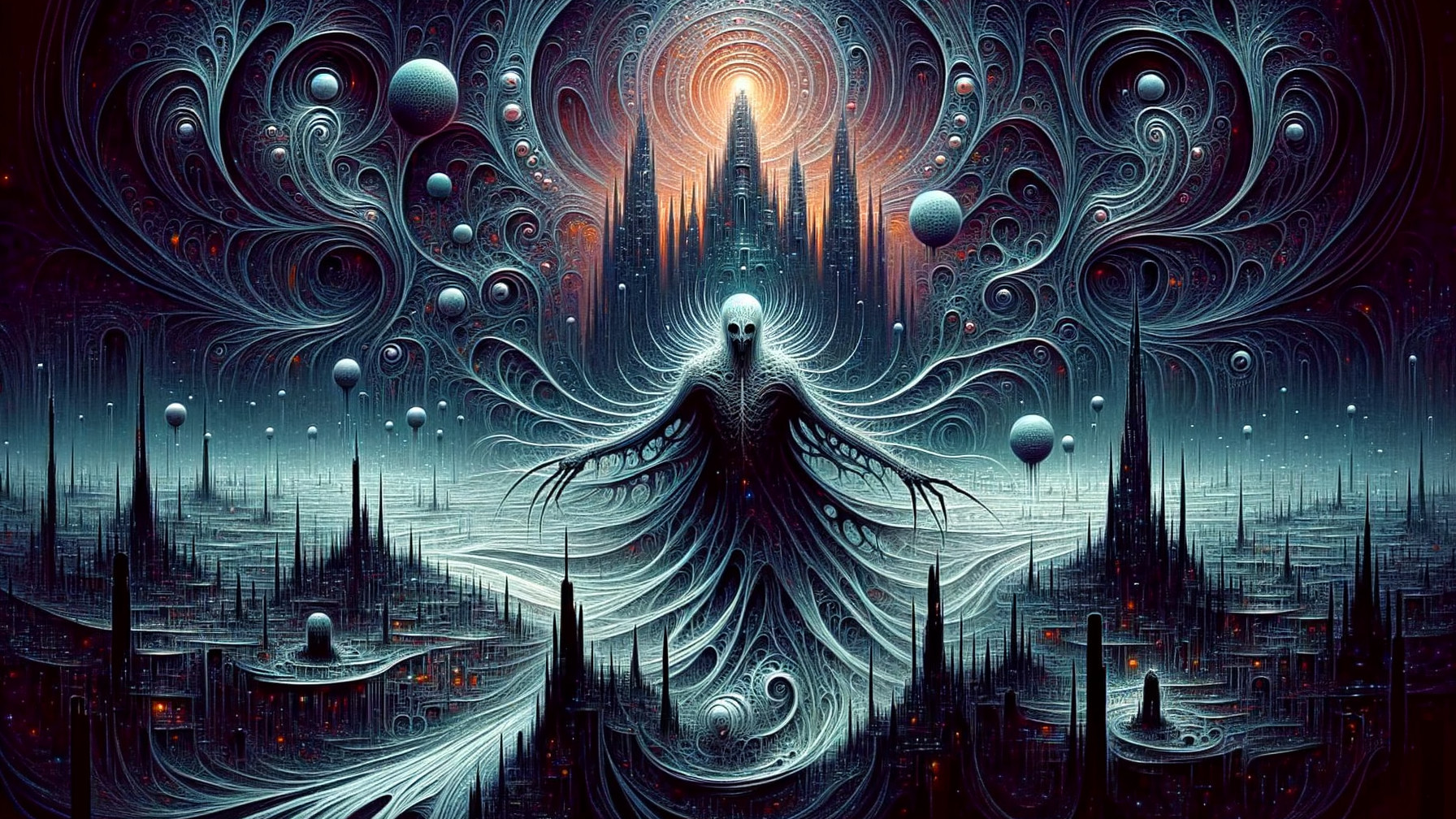 Surreal Landscape with Ethereal Forms and Light