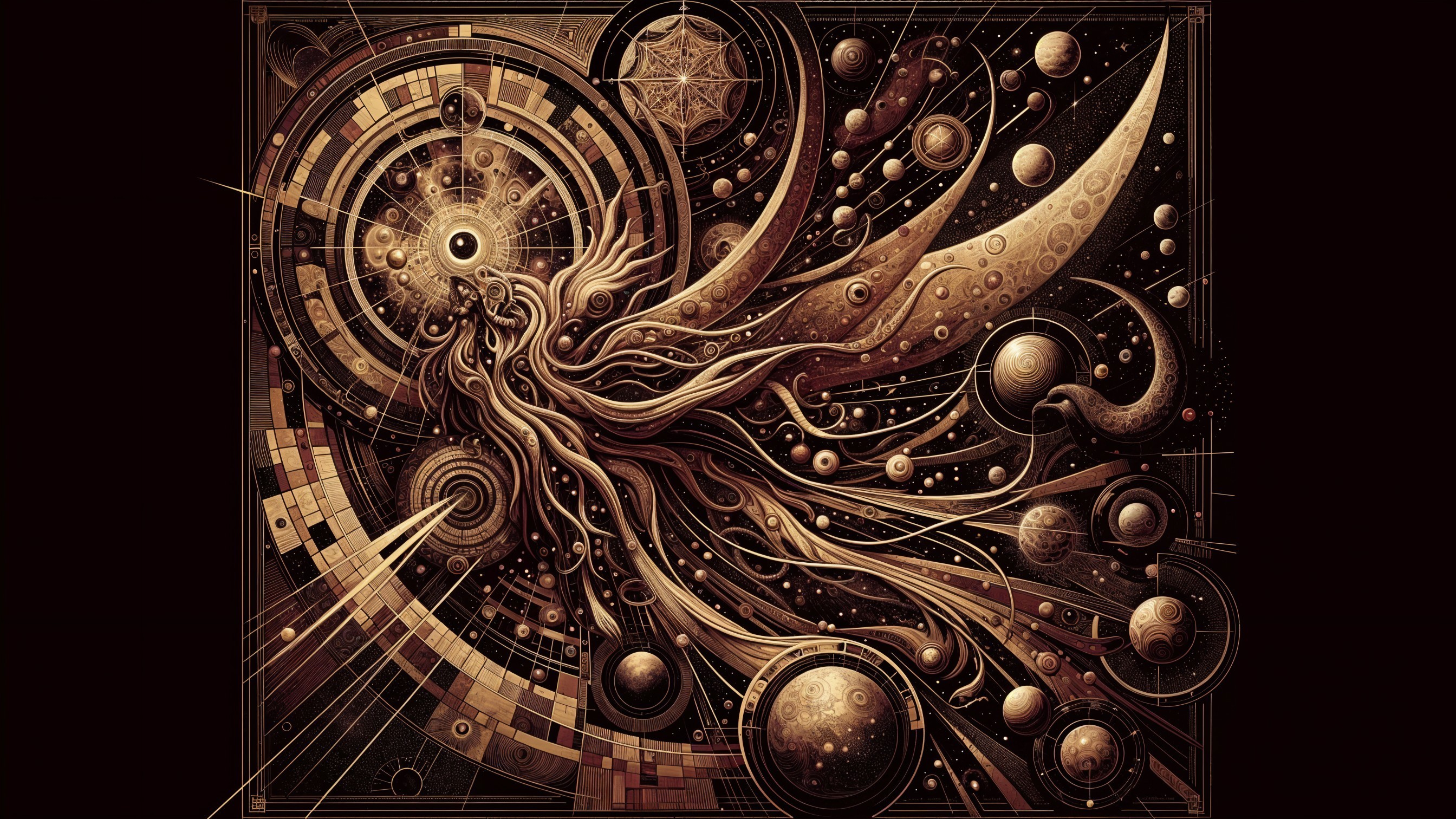 Cosmic Artwork Featuring Celestial Elements and Patterns