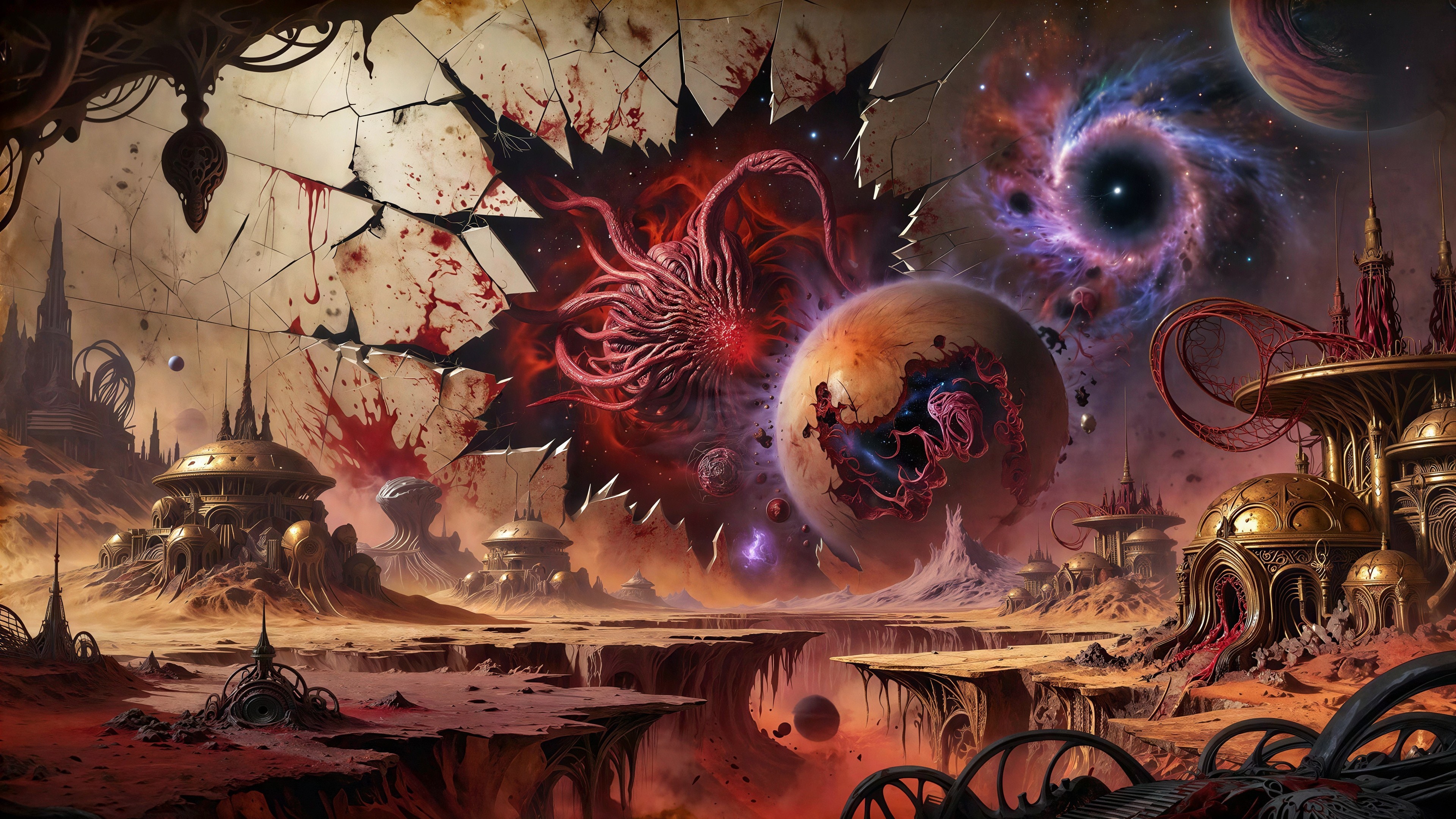 Vibrant Otherworldly Landscape with Alien Metropolis