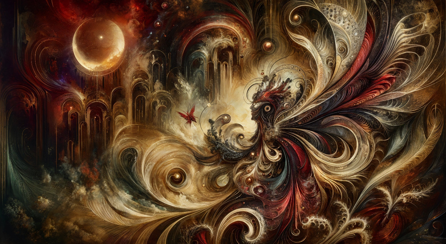 Abstract Composition with Swirling Patterns and Colors