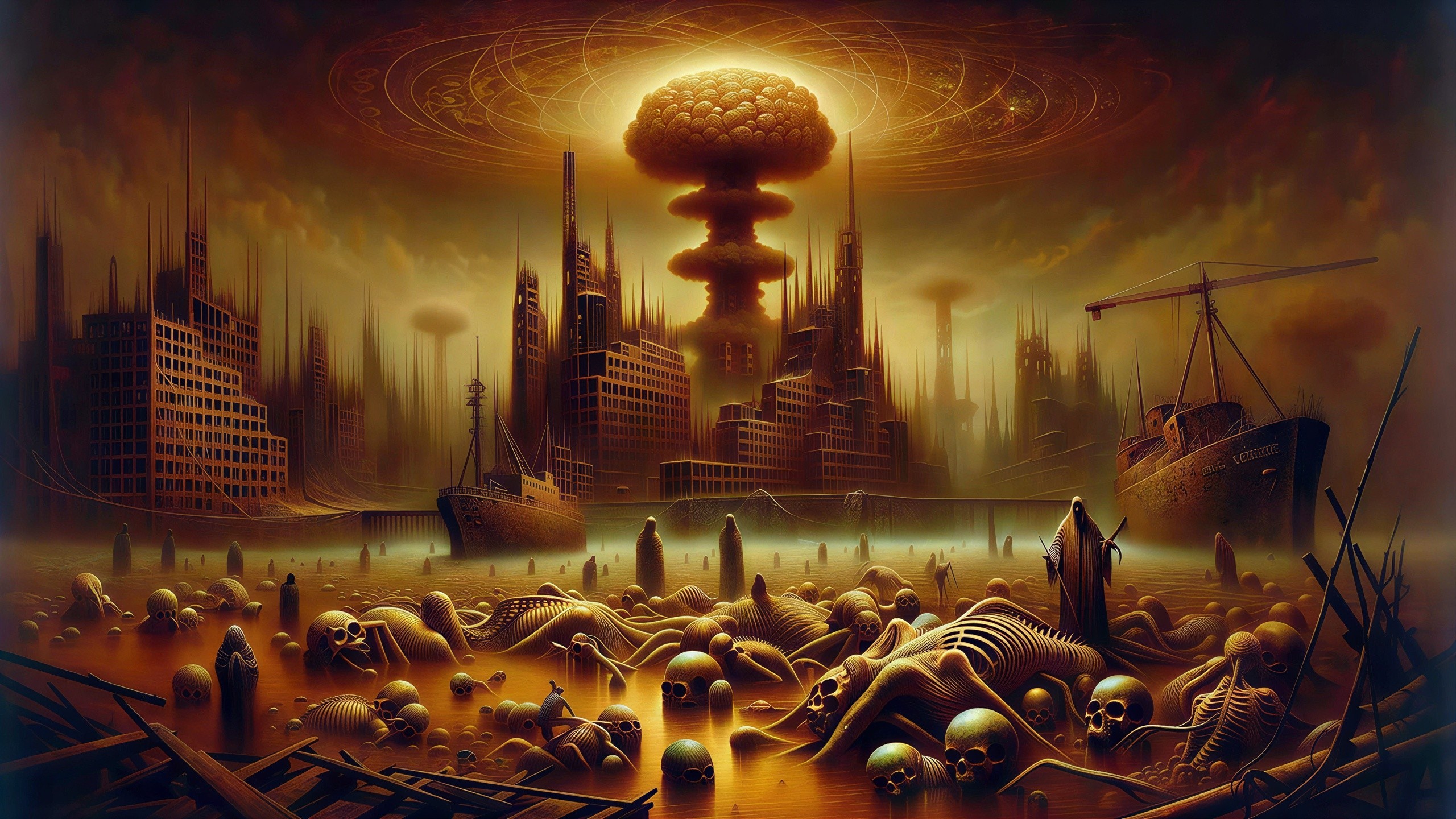 Apocalyptic Digital Painting of a Flooded City Scene