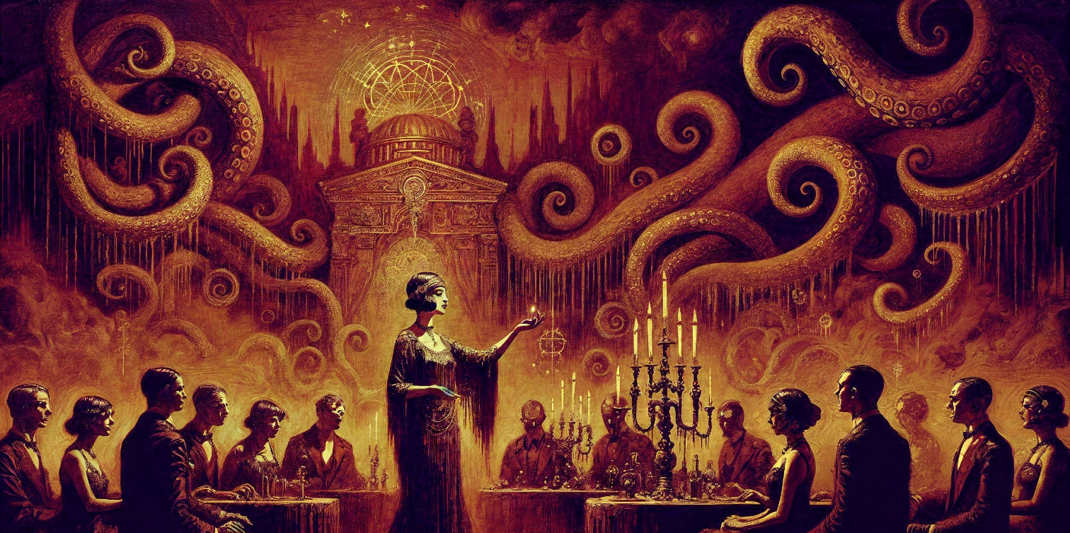 Mysterious Figure in Ornate Chamber with Intriguing Atmosphere