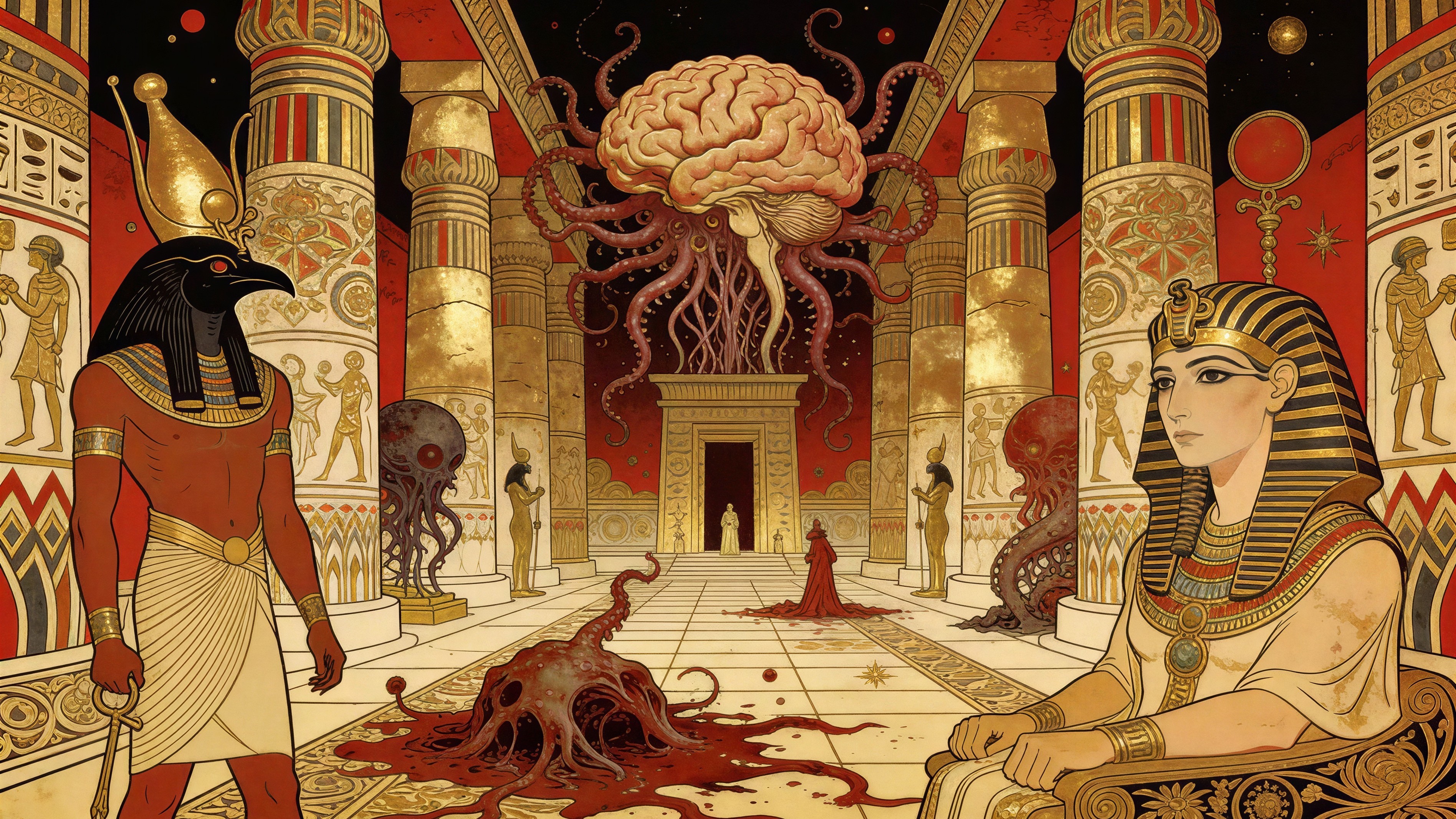 Ancient Egyptian Temple with Cosmic Horror Elements