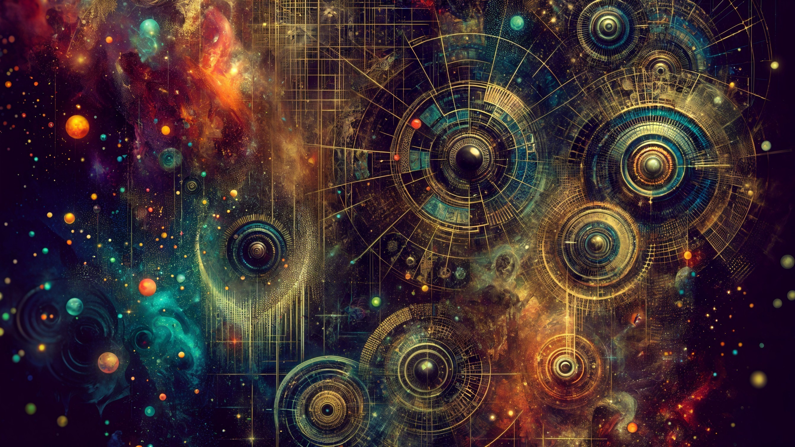 Abstract Cosmic Landscape with Vibrant Colors and Patterns