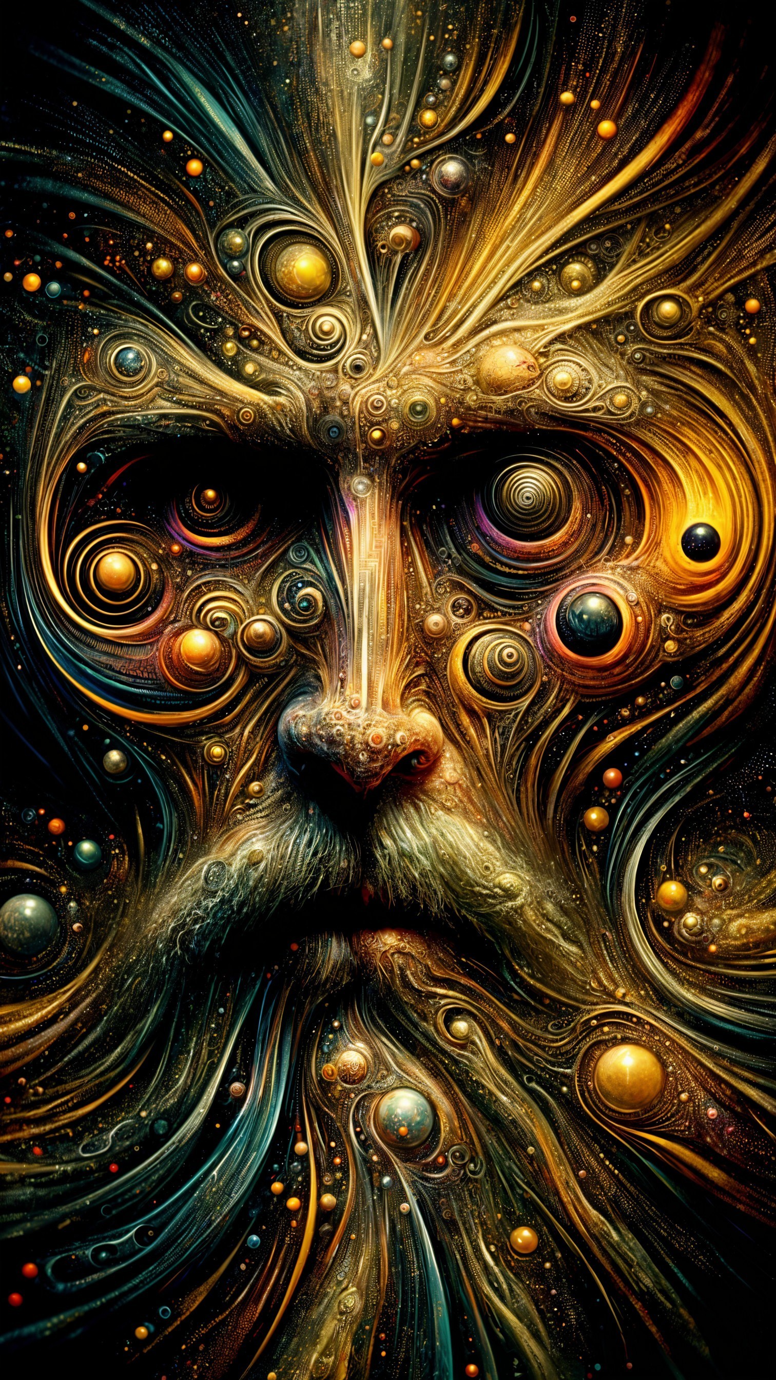 Cosmic Face with Vibrant Colors and Celestial Elements