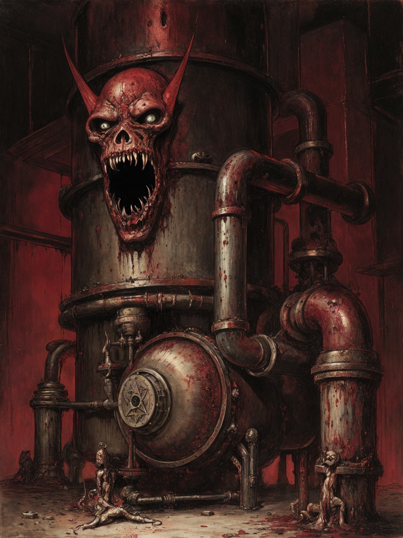 Menacing Industrial Structure with Grotesque Skull Design