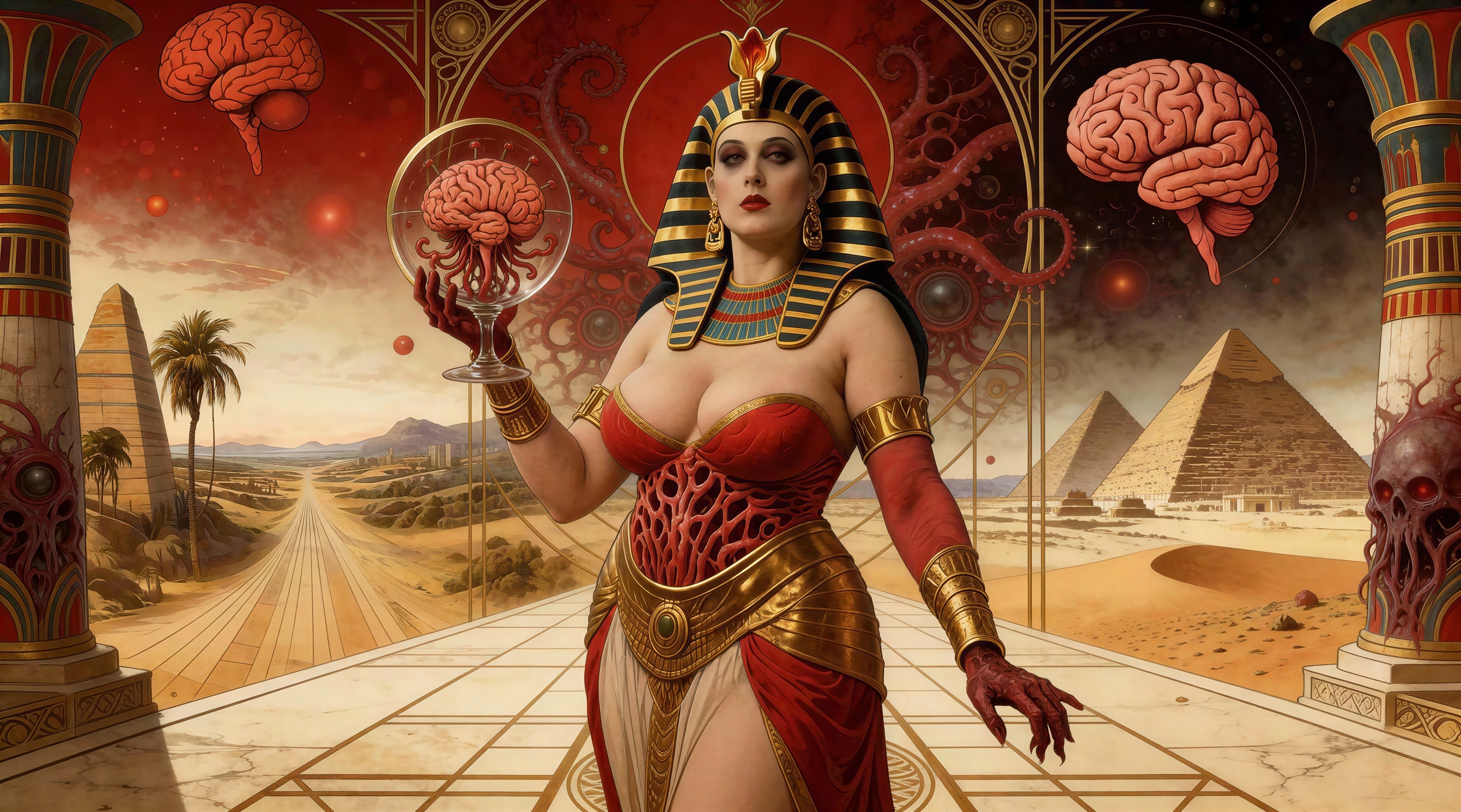 Fantasy-Sci-Fi Illustration of an Egyptian Queen Figure
