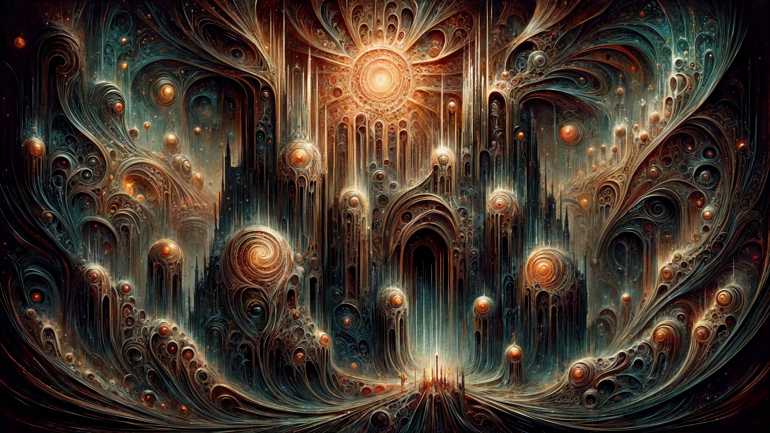 Abstract Cosmic Landscape with Swirling Patterns