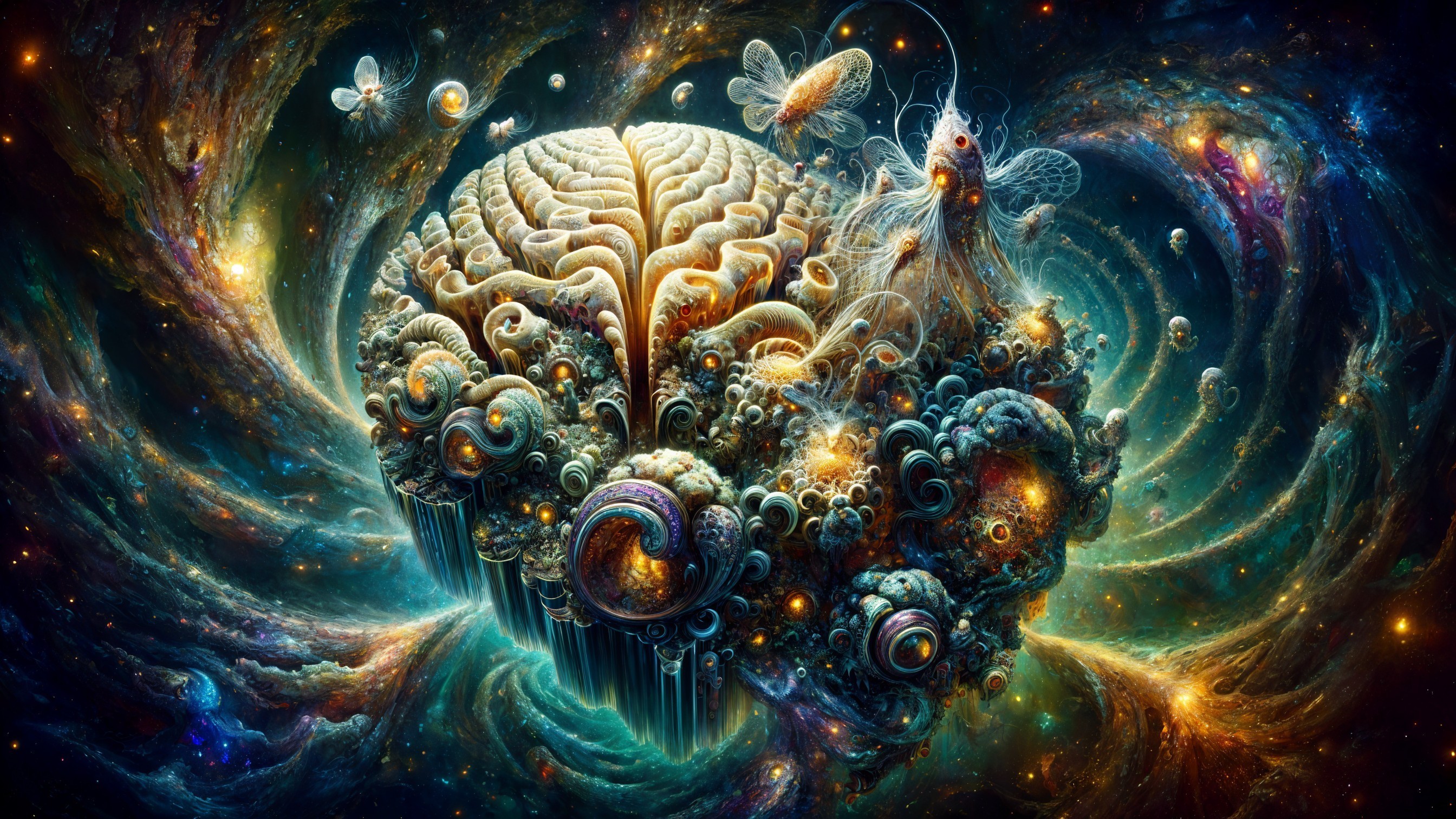 Surreal Cosmic Landscape with Brain-like Structure
