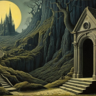 Gothic Landscape with Stone Pathway and Castle