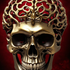 Gilded Skull Mask with Intricate Filigree Design