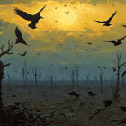 Haunting Landscape with Dim Sky and Barren Trees