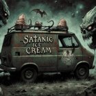 Eerie Ice Cream Van Surrounded by Shadowy Figures