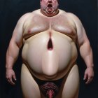 Nude Figure with Exaggerated Features and Expression