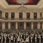 Formal Gathering in an Ornate Grand Hall