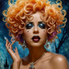 Portrait of a woman with vibrant orange hair and makeup