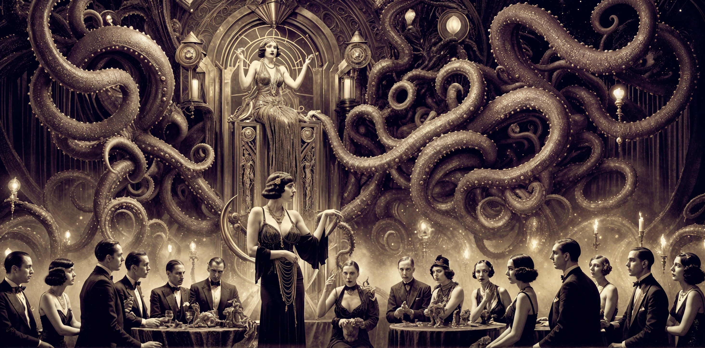 1920s Glamorous Gathering with Surreal Elements