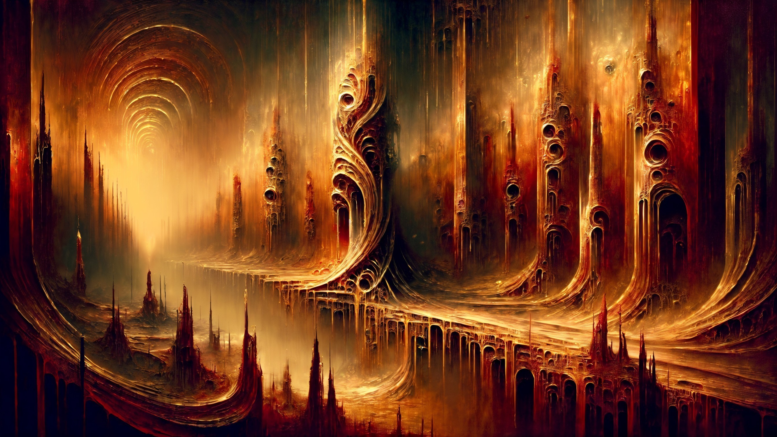 Surreal Landscape with Organic and Mechanical Structures