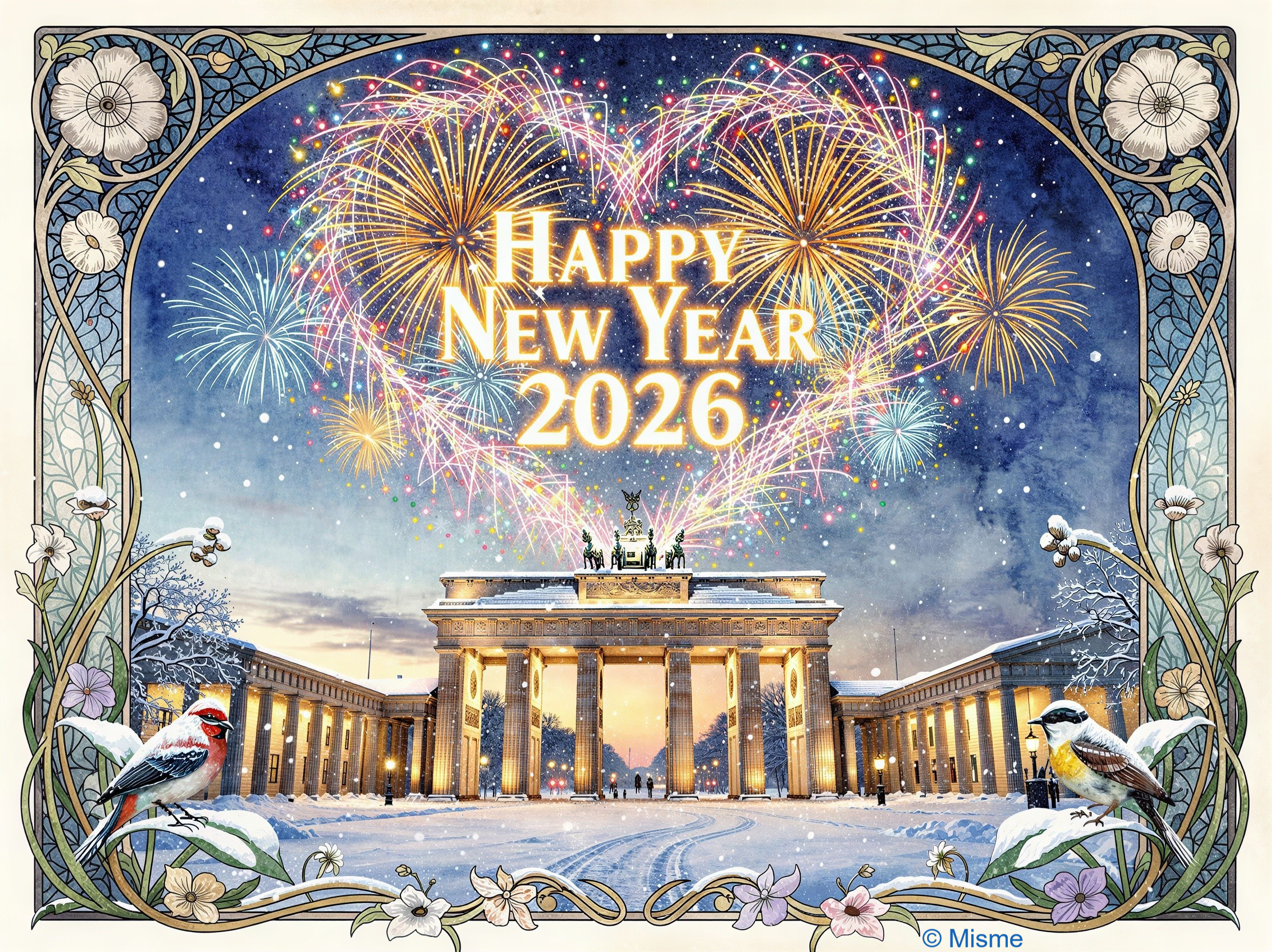 Digital Illustration of Brandenburg Gate in Winter Scene