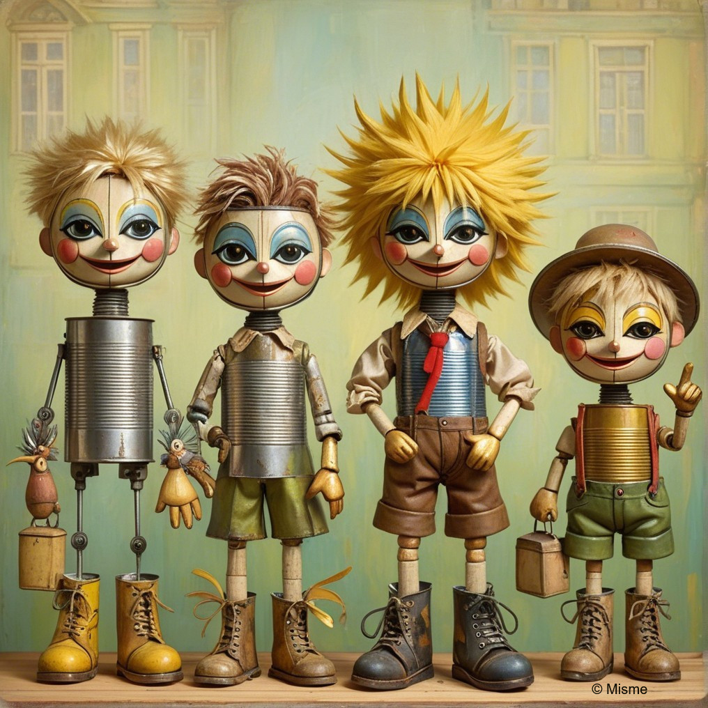 Whimsical Puppet Characters in Colorful Outfits