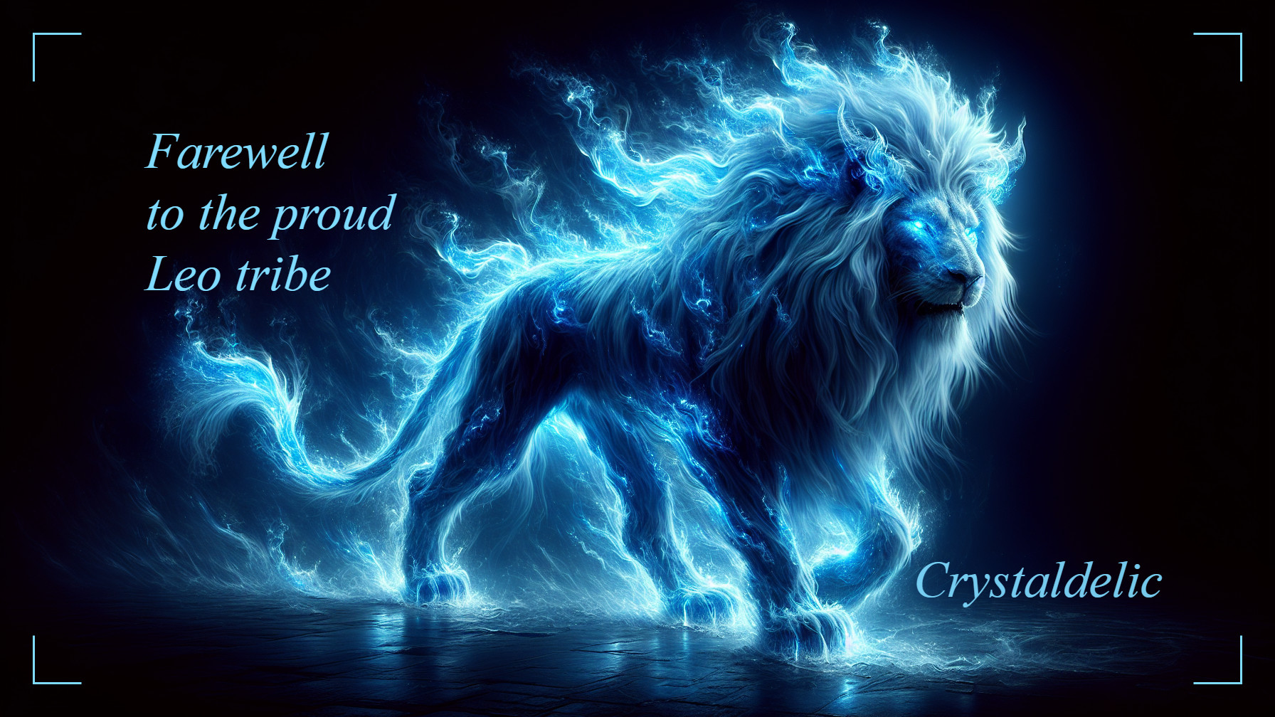 Majestic lion with blue hues and mystical energy
