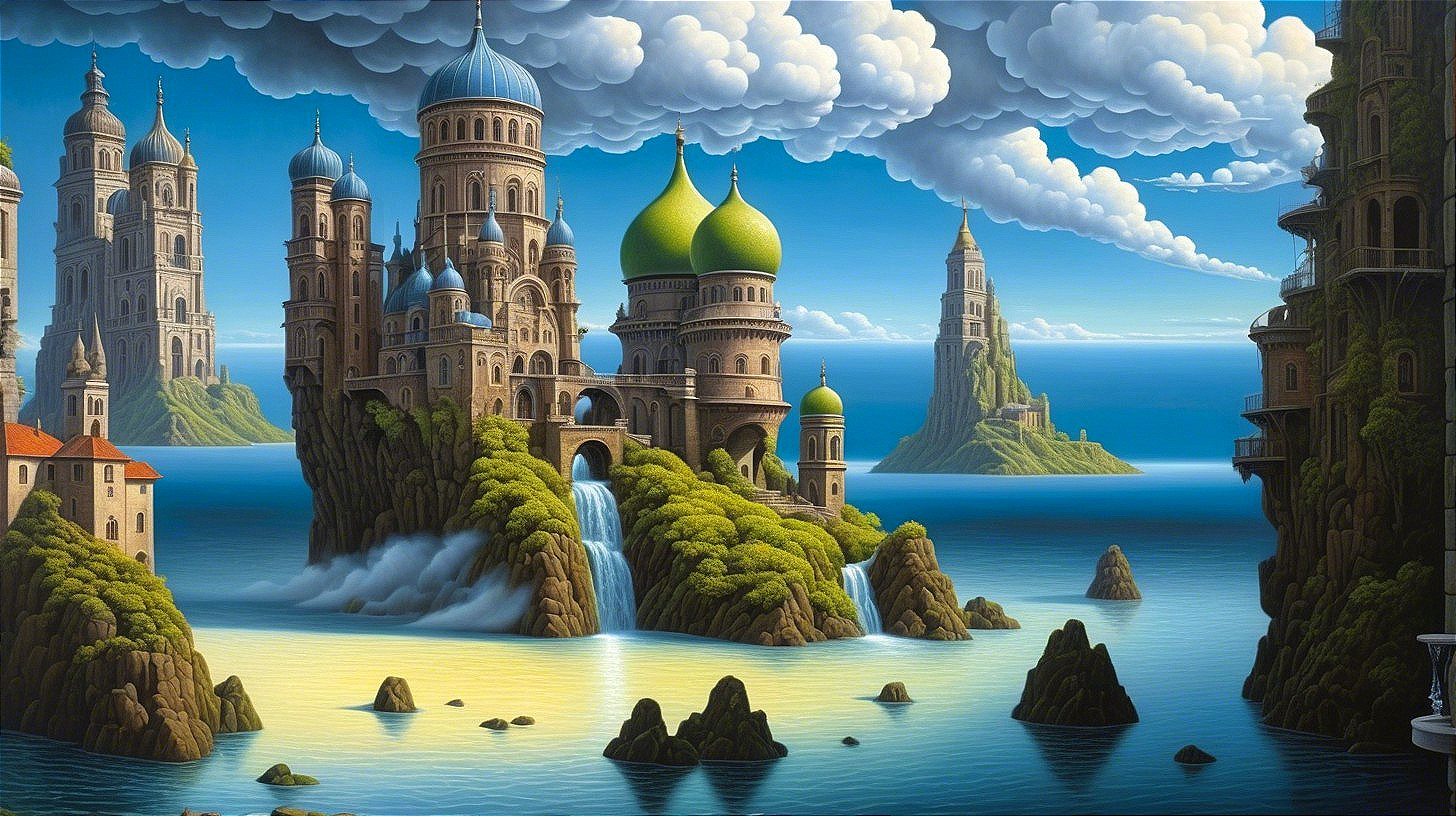 Majestic Castles in a Vibrant Fantastical Landscape