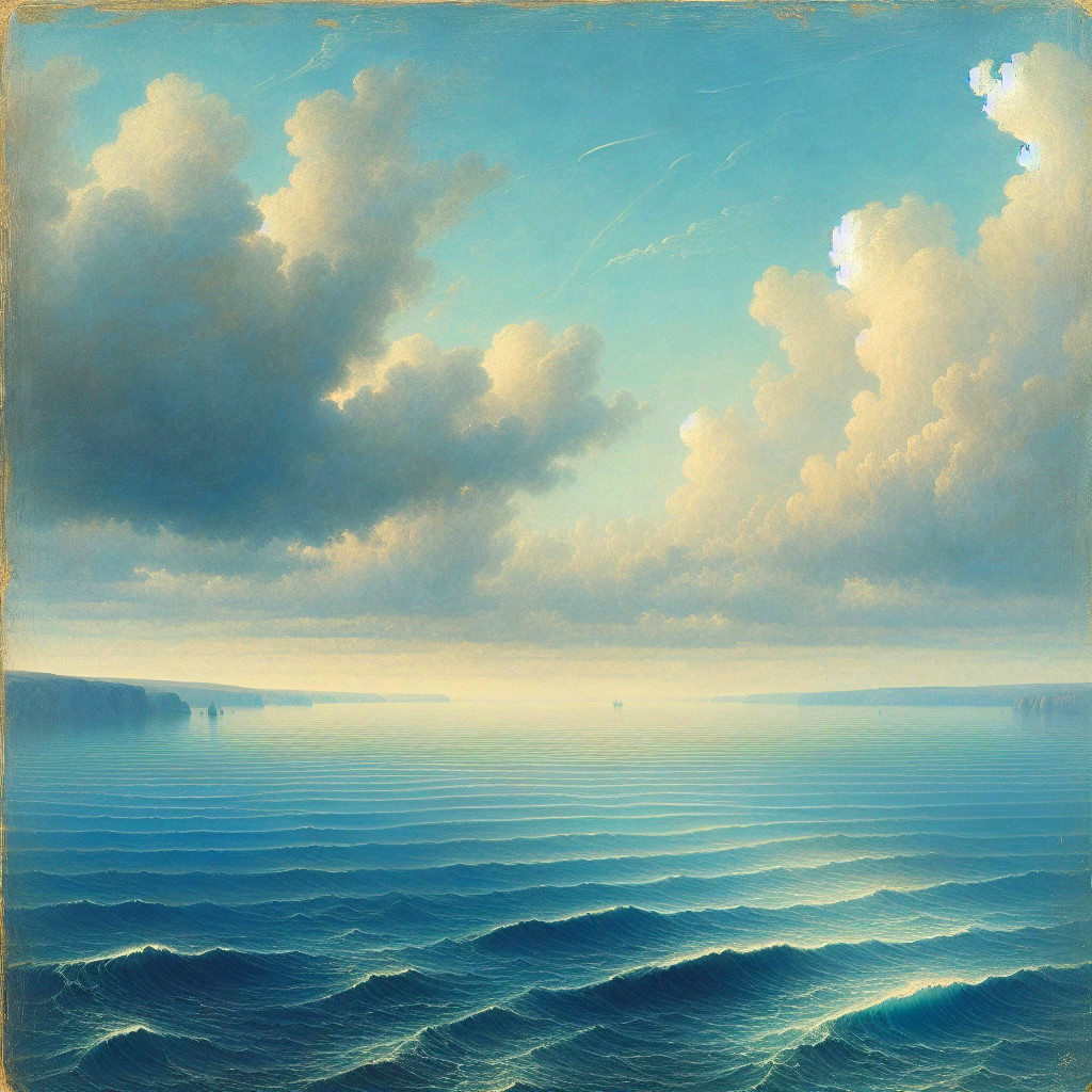 Serene Seascape with Gentle Waves and Soft Clouds