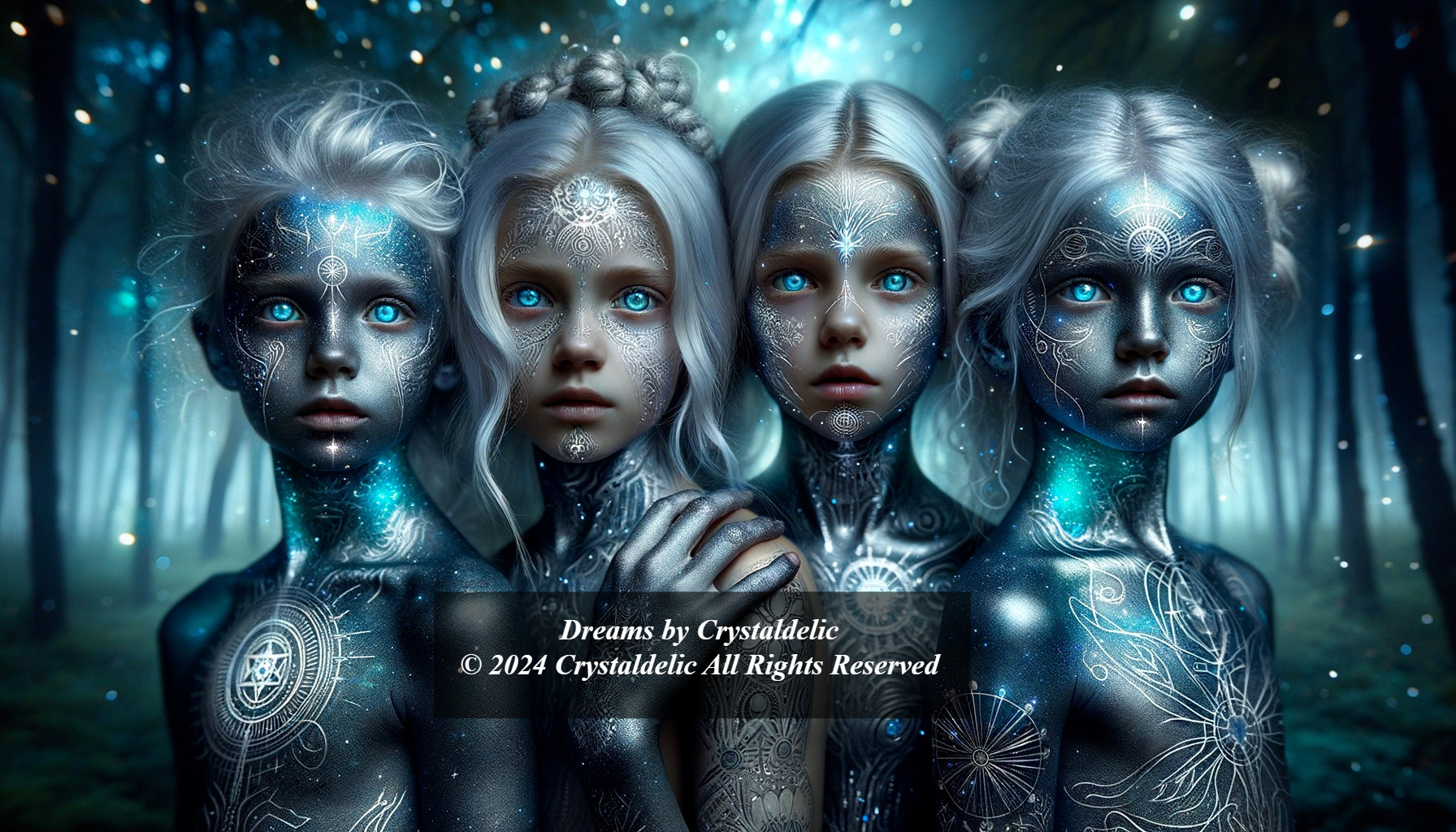Ethereal Figures in a Mystical Forest Setting