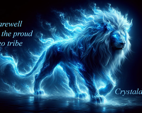 Majestic lion with blue hues and mystical energy