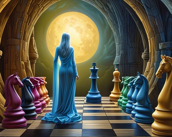Mystical Chamber with Chessboard and Enchanted Atmosphere