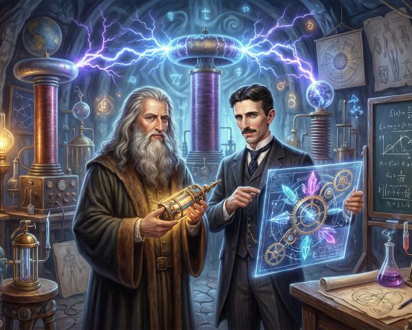 Scientists in a dimly lit laboratory with glowing devices