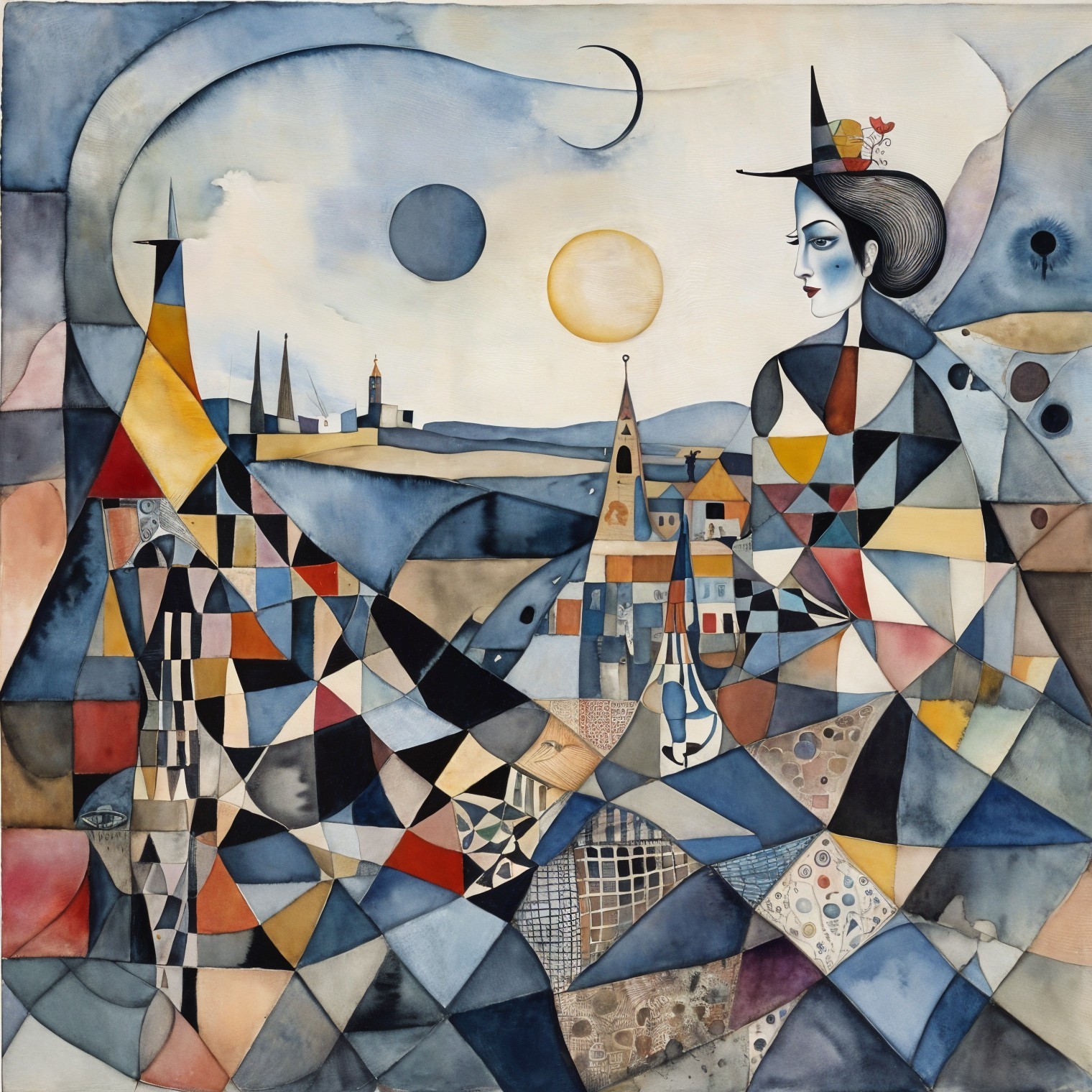 Abstract Composition with Geometric Shapes and Figures
