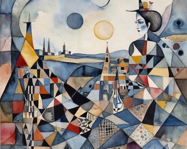 Abstract Composition with Geometric Shapes and Figures