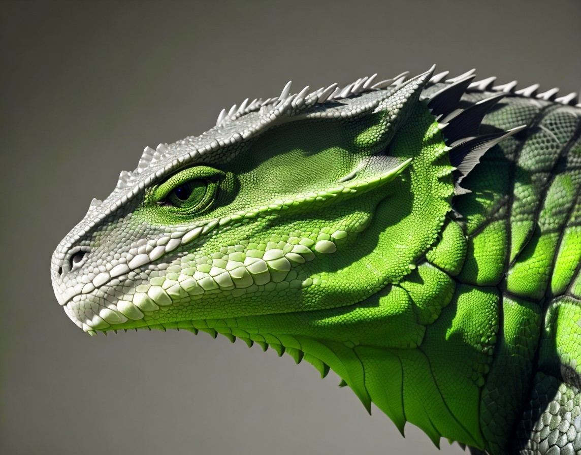 Detailed Computer-Generated Green Iguana with Sharp Scales