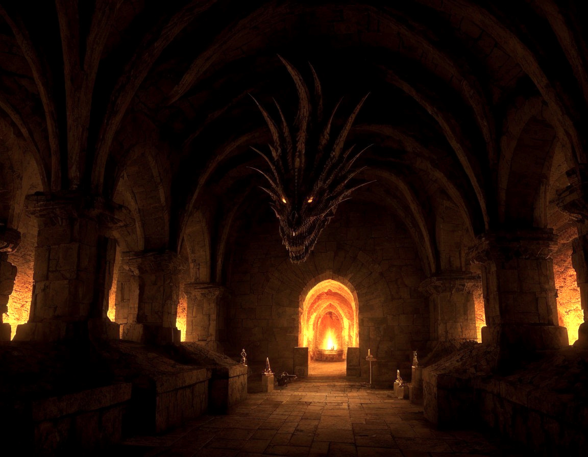 Underground Chamber with Dragon Head and Artifacts