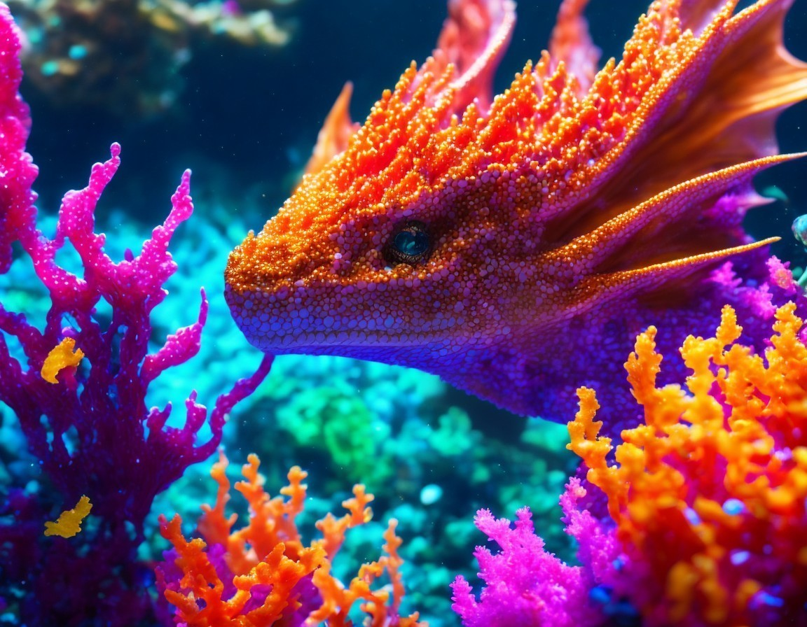 Vibrant Underwater Scene with Colorful Marine Life