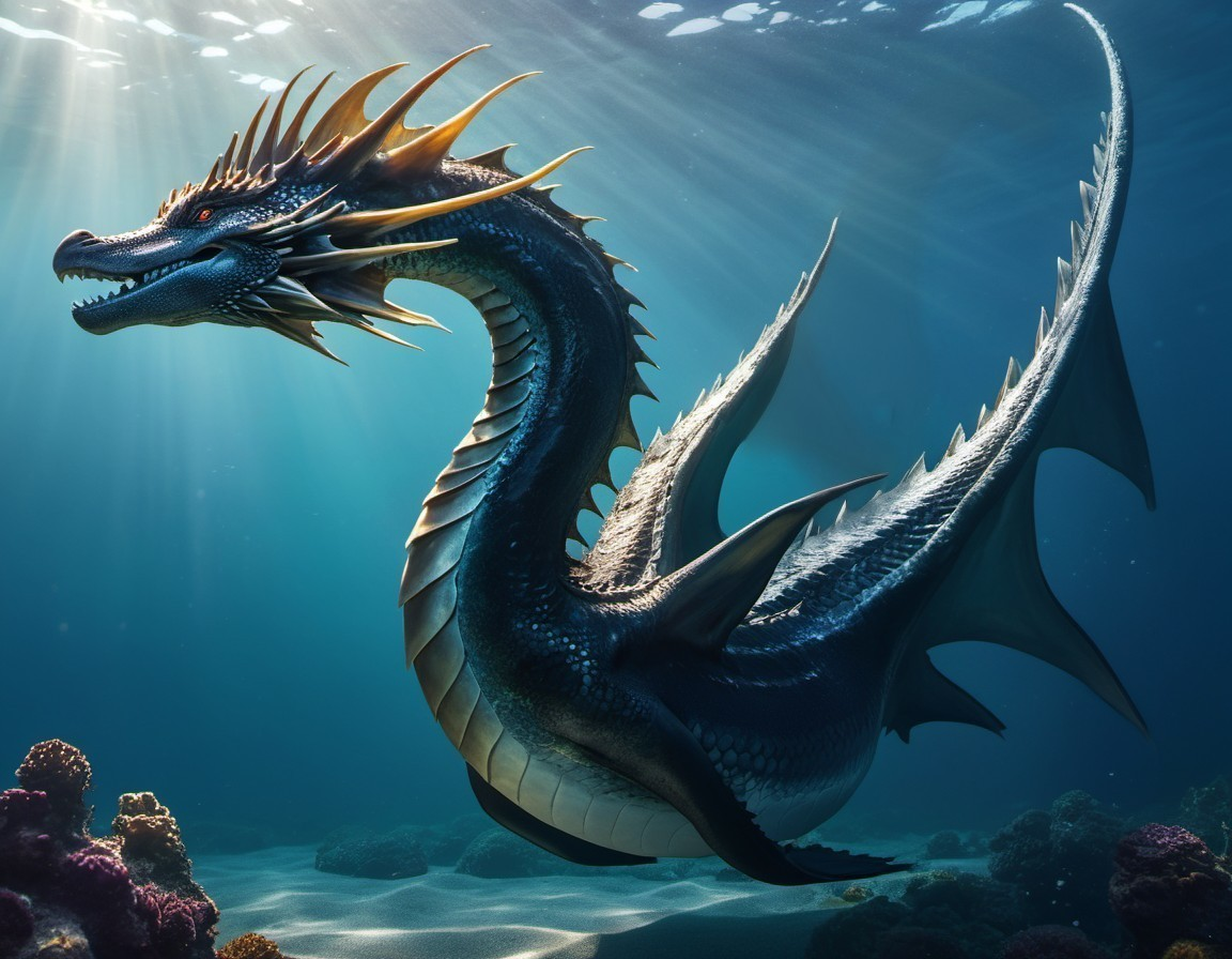 Majestic Underwater Dragon in Vibrant Coral Depths