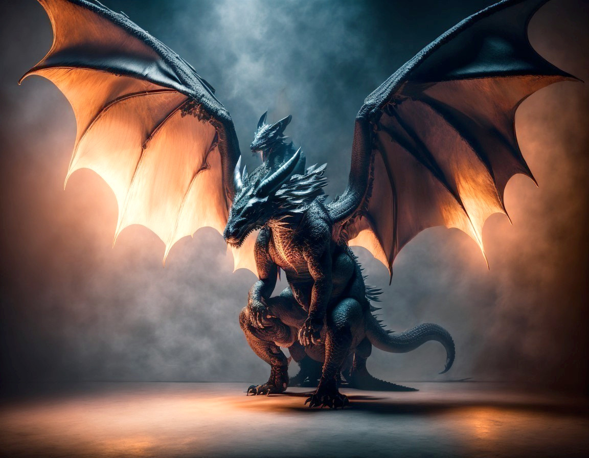 Majestic dragon with detailed scales and glowing wings