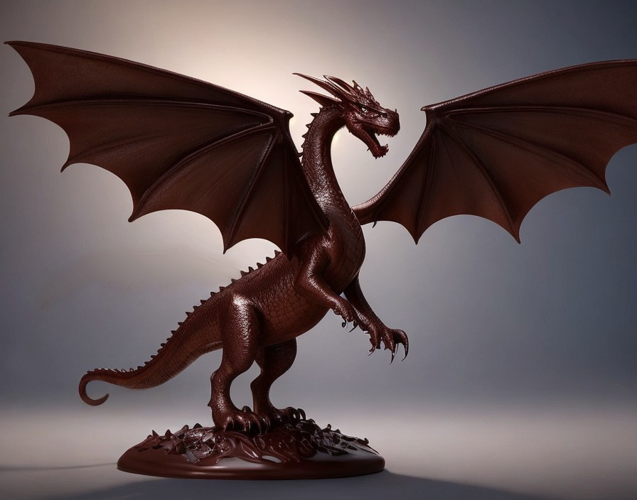 Majestic Dragon Statue with Detailed Scales and Wings