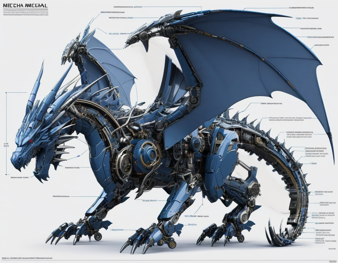 Futuristic Mecha Dragon with Intricate Mechanical Design