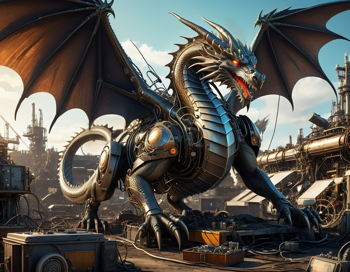 Mechanical Dragon in a Post-Industrial Landscape