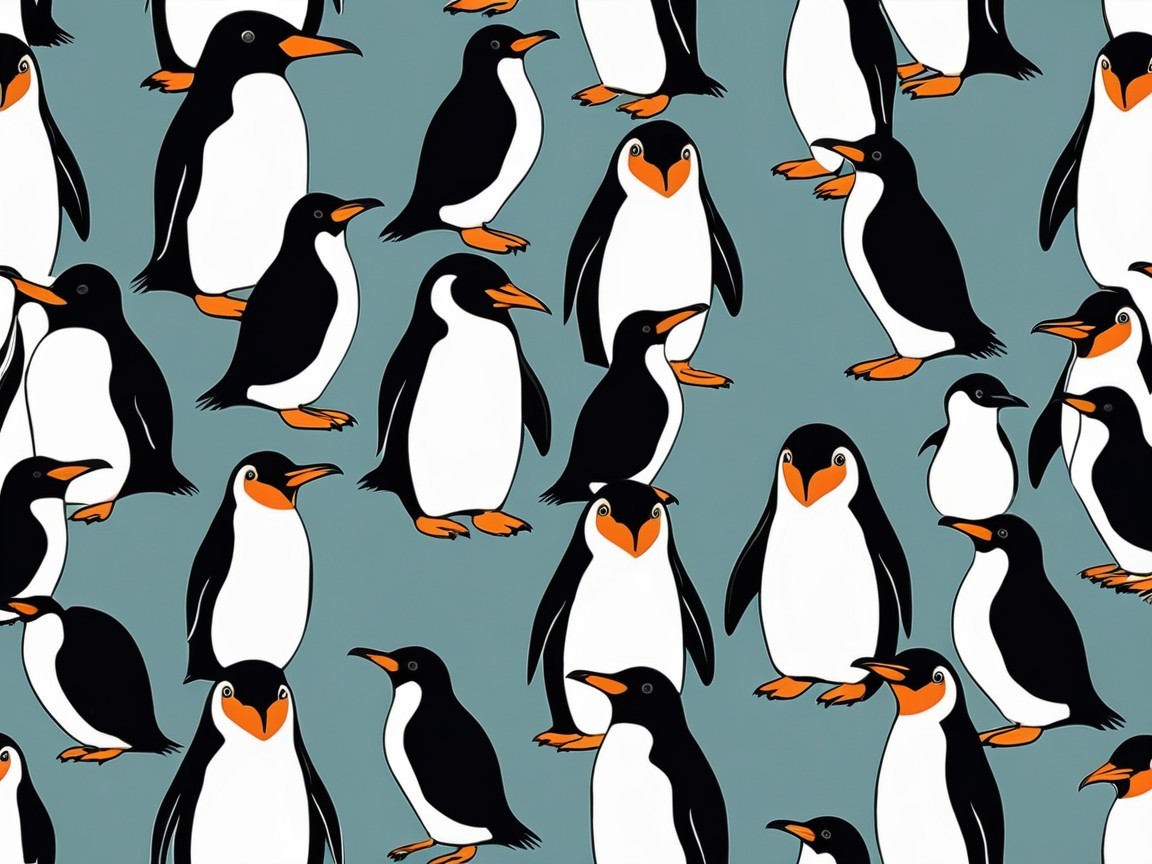 Playful Penguin Pattern on Teal Background