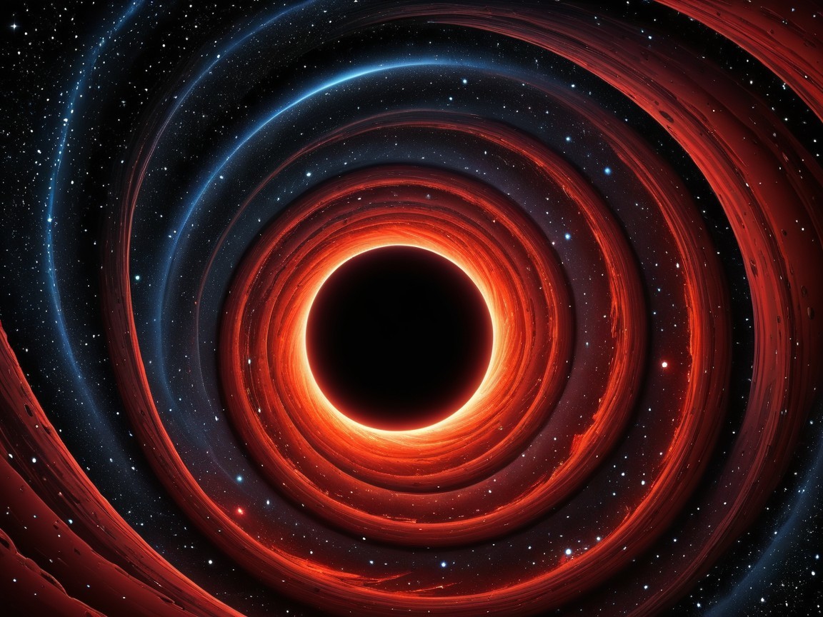 Cosmic Scene with Black Hole and Vibrant Rings