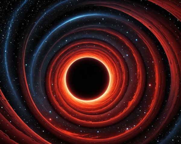 Cosmic Scene with Black Hole and Vibrant Rings