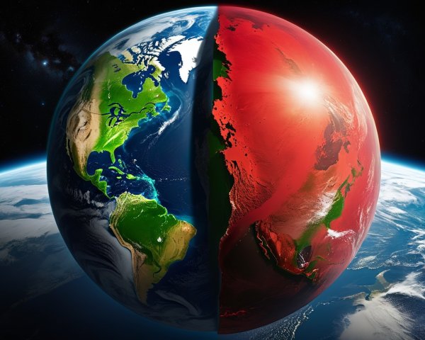 Contrast Between Earth and Mars in Cosmic Setting